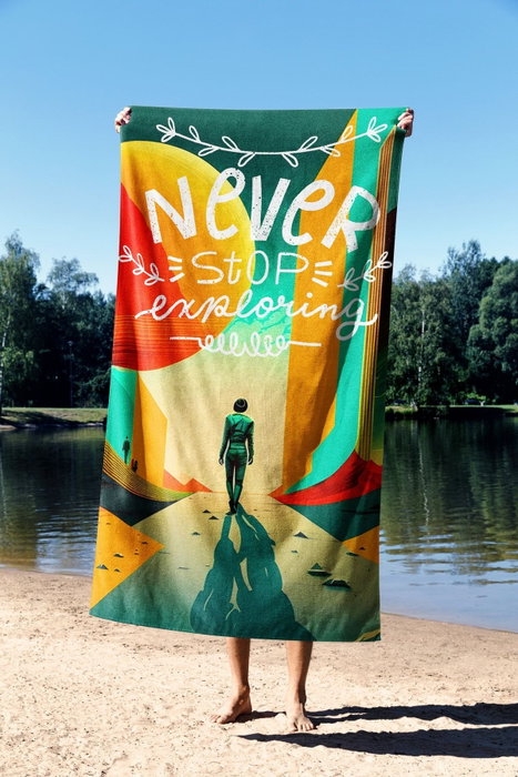 Mjölnir Never Stop 90 Toalla de Playa Multicolor 90 x 150 cm Tejido Microfilamento Secado Rápido